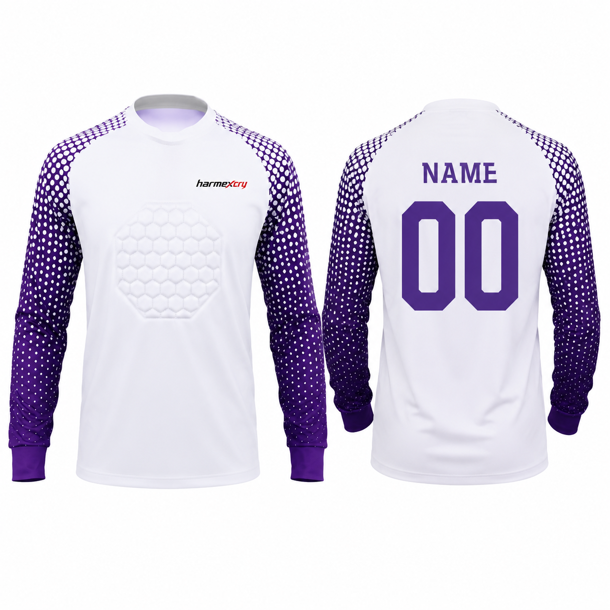 White and Purple Long-Sleeve Soccer Goalkeeper Jersey