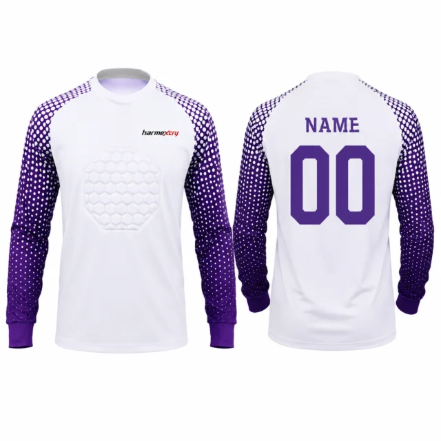 White and Purple Long-Sleeve Soccer Goalkeeper Jersey