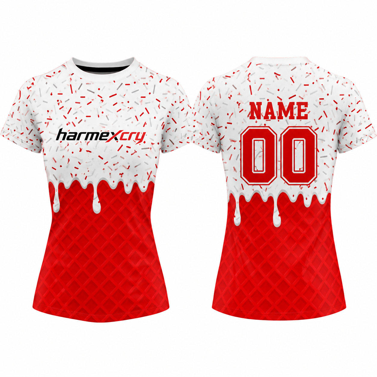 Women's Red and White Gradient Soccer Jersey