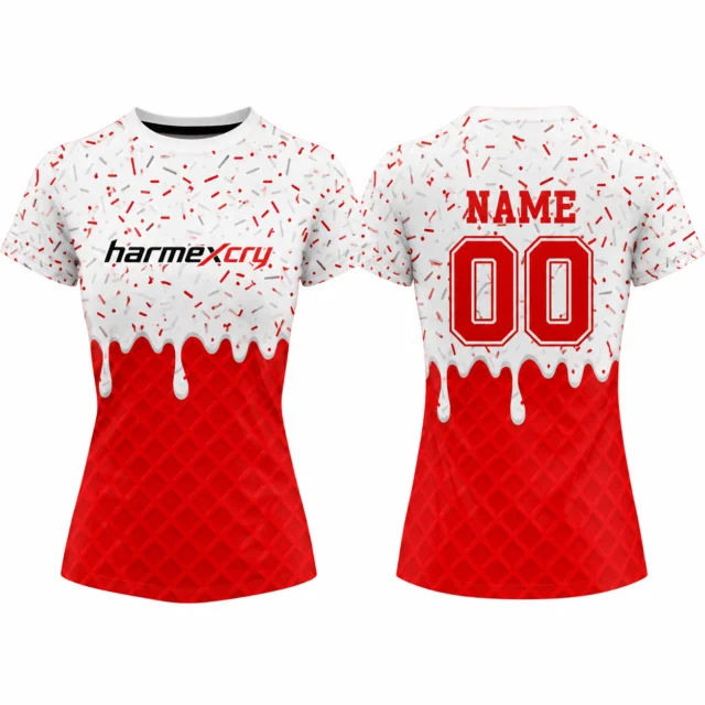 Women's Red and White Gradient Soccer Jersey
