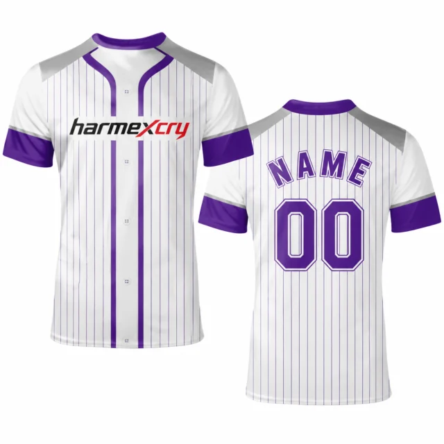 White and Purple Striped Short-Sleeve Performance Soccer Jersey
