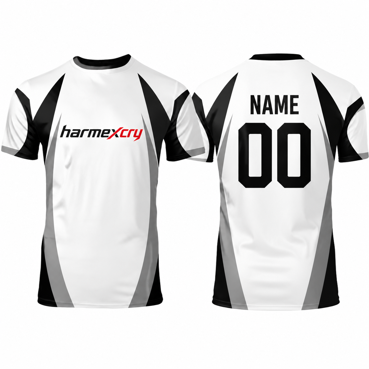 White and Black Soccer Jersey with Wave Panel Design