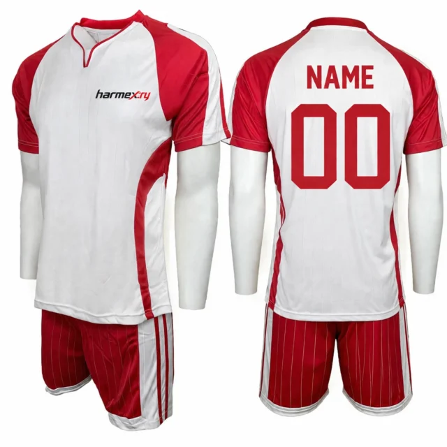 White and Red Short-Sleeve Soccer Jersey Set