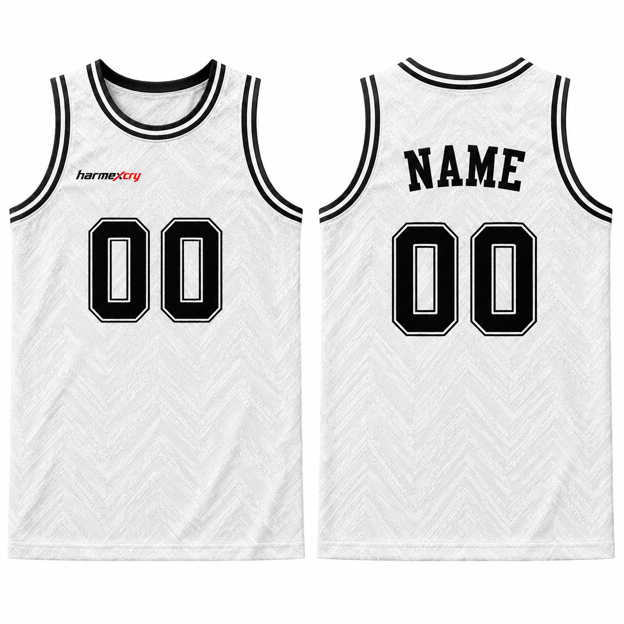 White and Black Textured Basketball Tank Top