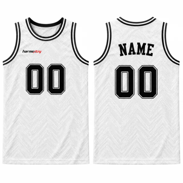 White and Black Textured Basketball Tank Top