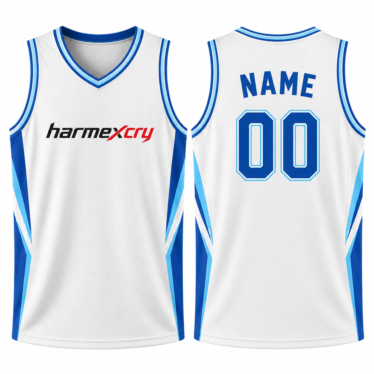 White and Blue Basketball Tank Top