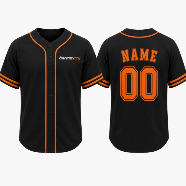 Black and Orange V-Neck Baseball Jersey