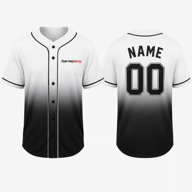 White and Black Gradient Baseball Jersey