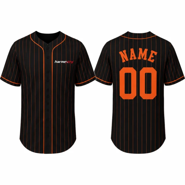 Black and Orange Striped Baseball Jersey