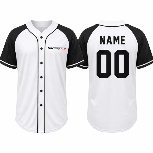 White and Black Button-Front Baseball Jersey
