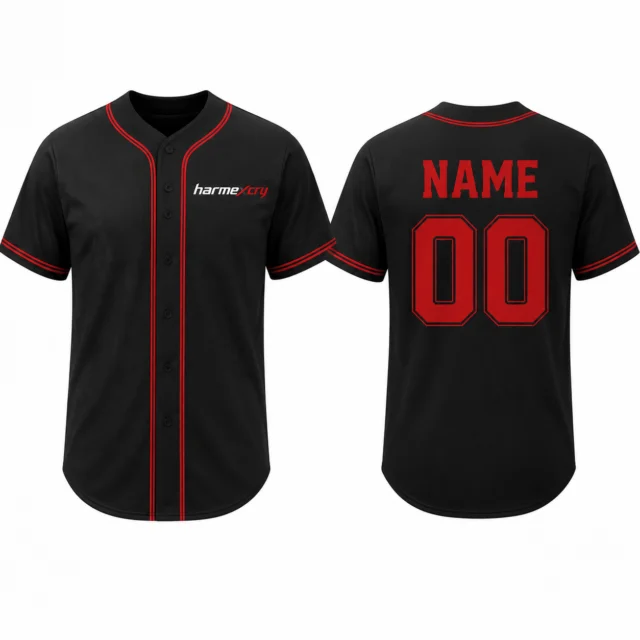 Black and Red Baseball Jersey with Contrast Details